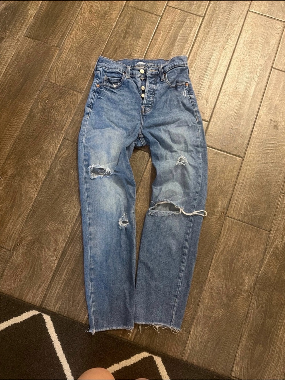 Old Navy Distressed Light Blue Straight Leg Jeans